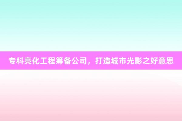 专科亮化工程筹备公司，打造城市光影之好意思